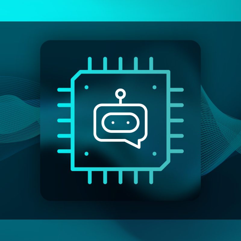 A logo of a robot, surrounded by a square designed with the w4b brand shades of light and dark blue