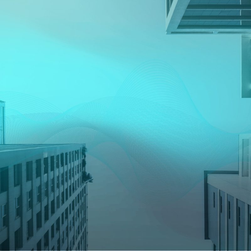 sky line image of city looking up at buildings from ground level